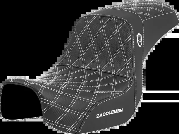 Saddlemen Pro Series SDC Performance Seat - Carbon Fiber/Lumbar Gripper - White Stitch - Dyna '06-'17