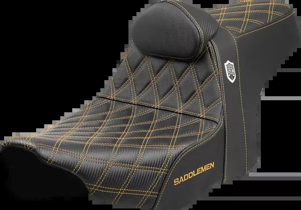 Saddlemen Pro Series SDC Performance Seat – Gold Stitching – W/ Backrest – FLT/FLH ’23-’25
