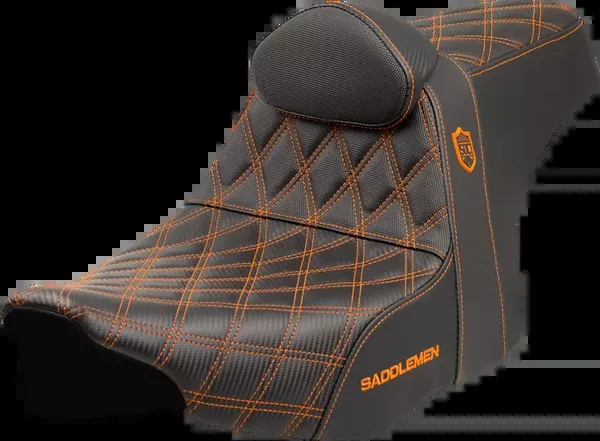 Saddlemen Pro Series SDC Performance Seat - Orange Stitching - W/ Backrest - FLT/FLH '23-'25