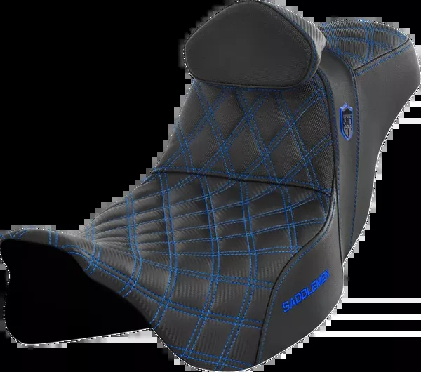 Saddlemen Pro Series SDC Performance Seat - W/ Backrest - Blue Stitch - FLH/FLT '08-'23