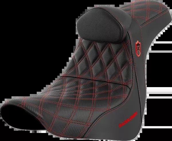 Saddlemen Pro Series SDC Performance Seat - W/ Backrest - Red Stitch - FL/FX '18-'23