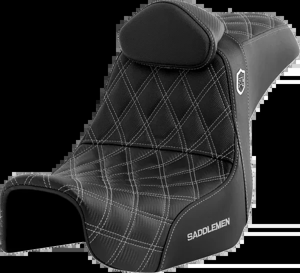 Saddlemen Pro Series SDC Performance Seat – W/ Backrest – Silver Stitch – Dyna ’06-’17