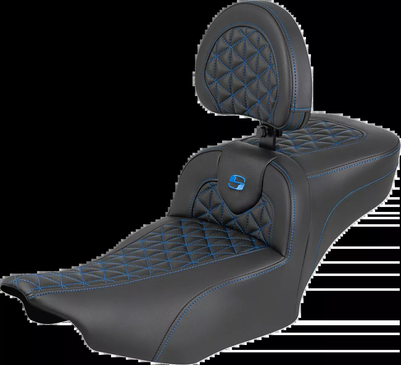 Saddlemen Roadsofa Blue Tri Grip Extended Seat Backrest for 23-26 Harley Touring