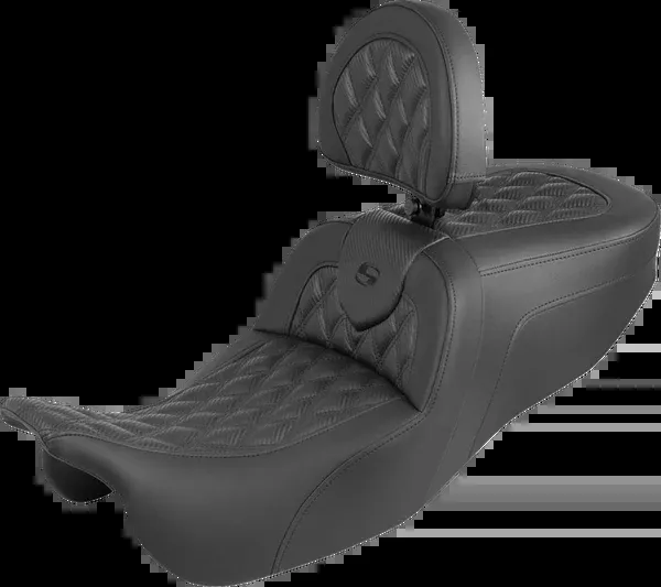 Saddlemen Roadsofa™ Carbon Fiber Seat – Lattice Stitch – With Backrest – FLRT/FLTRT ’15-’25