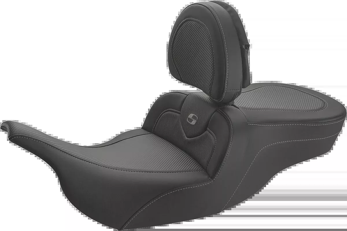 Saddlemen Roadsofa™ Carbon Fiber Seat - w/ Backrest - Smooth - FLH/FLT '97-'07 - 897-07-185BR