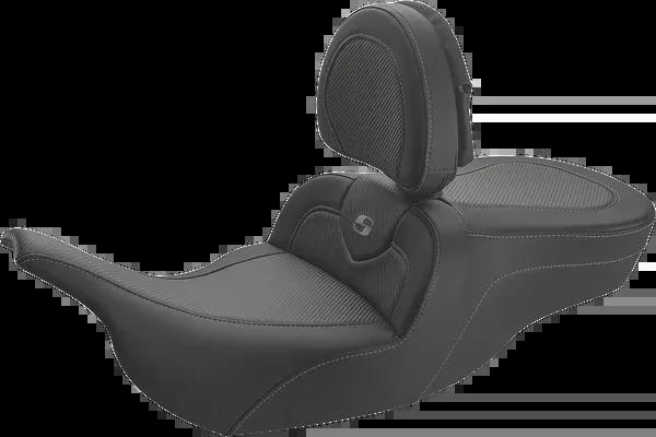 Saddlemen Roadsofa™ Carbon Fiber Seat – W/ Backrest – Smooth – FLH/FLT ’97-’07