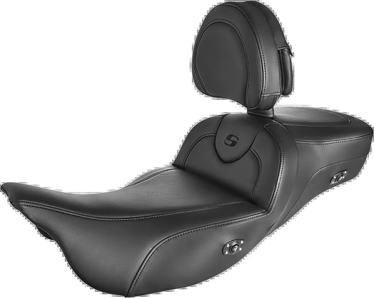 Saddlemen Roadsofa™ Extended Reach Heated Seat - Black - w/ Backrest - FL '08-'24 - 808-07B-188BRHC