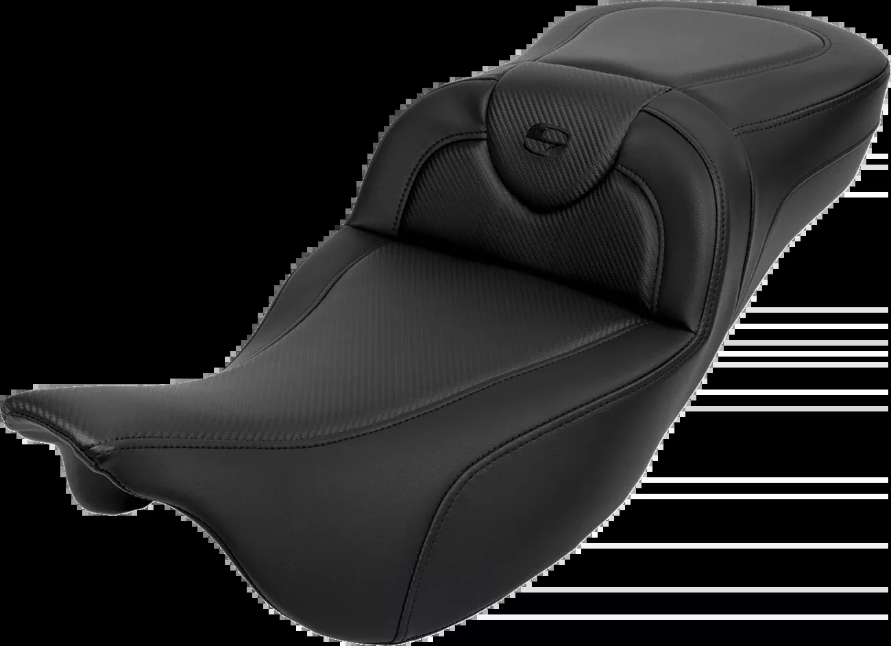 Saddlemen Roadsofa™ Extended Reach Seat - Carbon Fiber - Black Stitch - Backrest - FL '08-'24