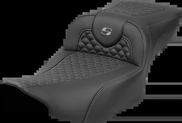 Saddlemen Roadsofa™ Extended Reach Seat – Dragon Scale Stitch – Dark Gray Stitch – W/O Backrest – FL ’23-’24