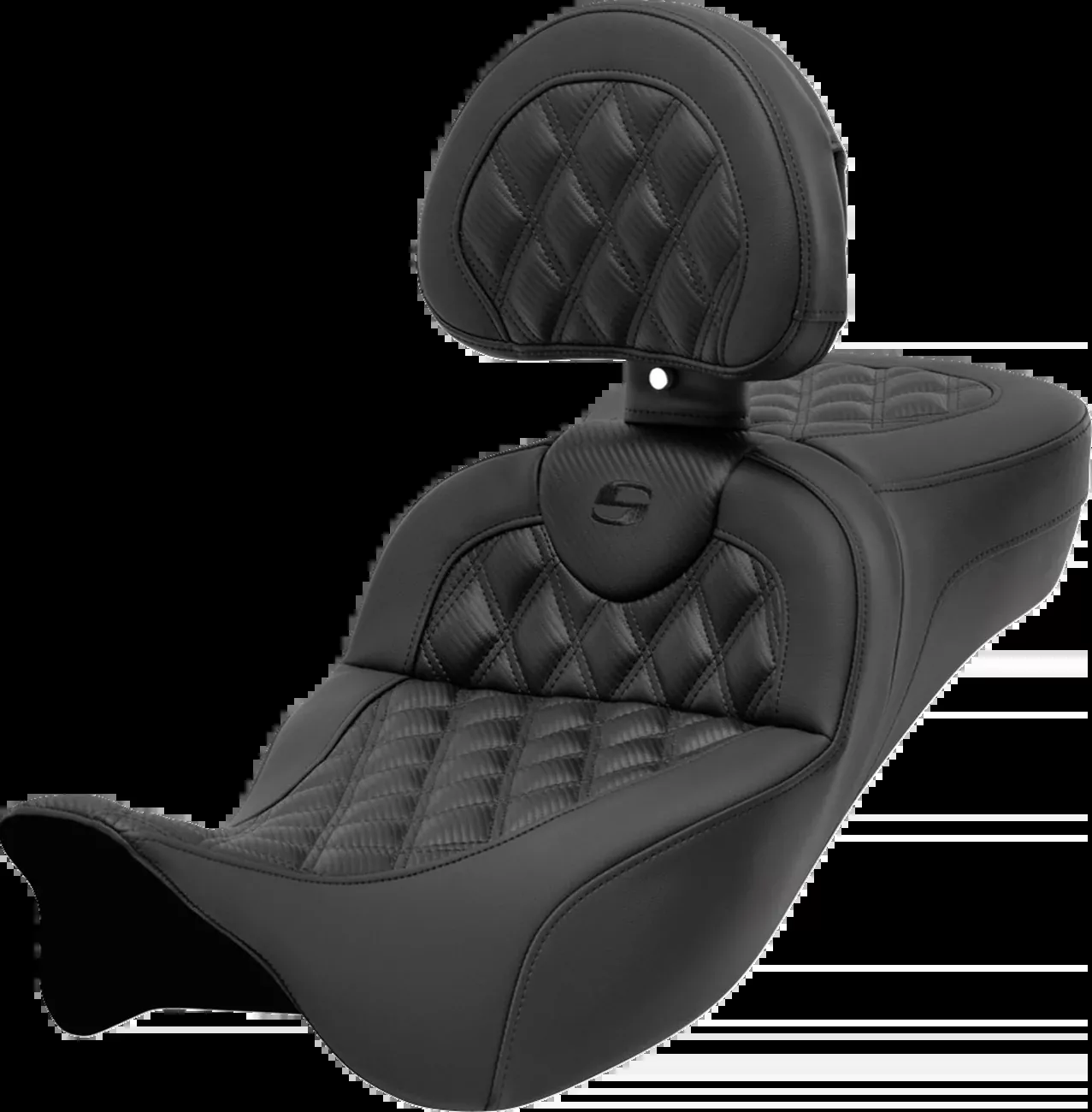 Saddlemen Roadsofa™ Extended Reach Seat - with Backrest - Lattice Stitch - Carbon Fiber - FL '08-'23 - 808-07B-207C0
