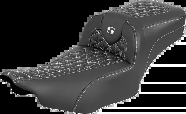 Saddlemen Roadsofa™ Extended Reach Seat – Without Backrest – White Stitch – FLH/FLT ’23-’25
