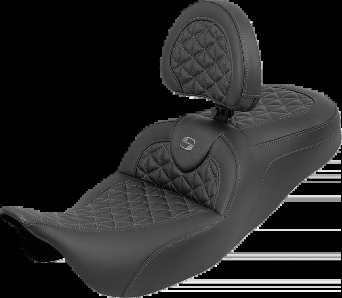 Saddlemen Roadsofa Gray Tri Gripper Seat & Backrest for 2008-2025 Harley Touring