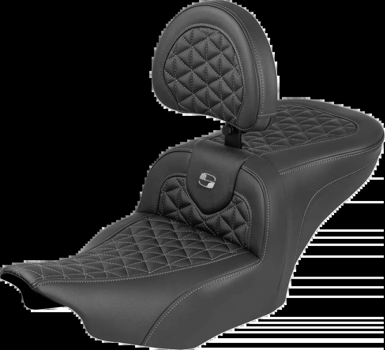 Saddlemen Roadsofa Gray Tri Gripper Seat & Backrest for 2023-2026 Harley Touring