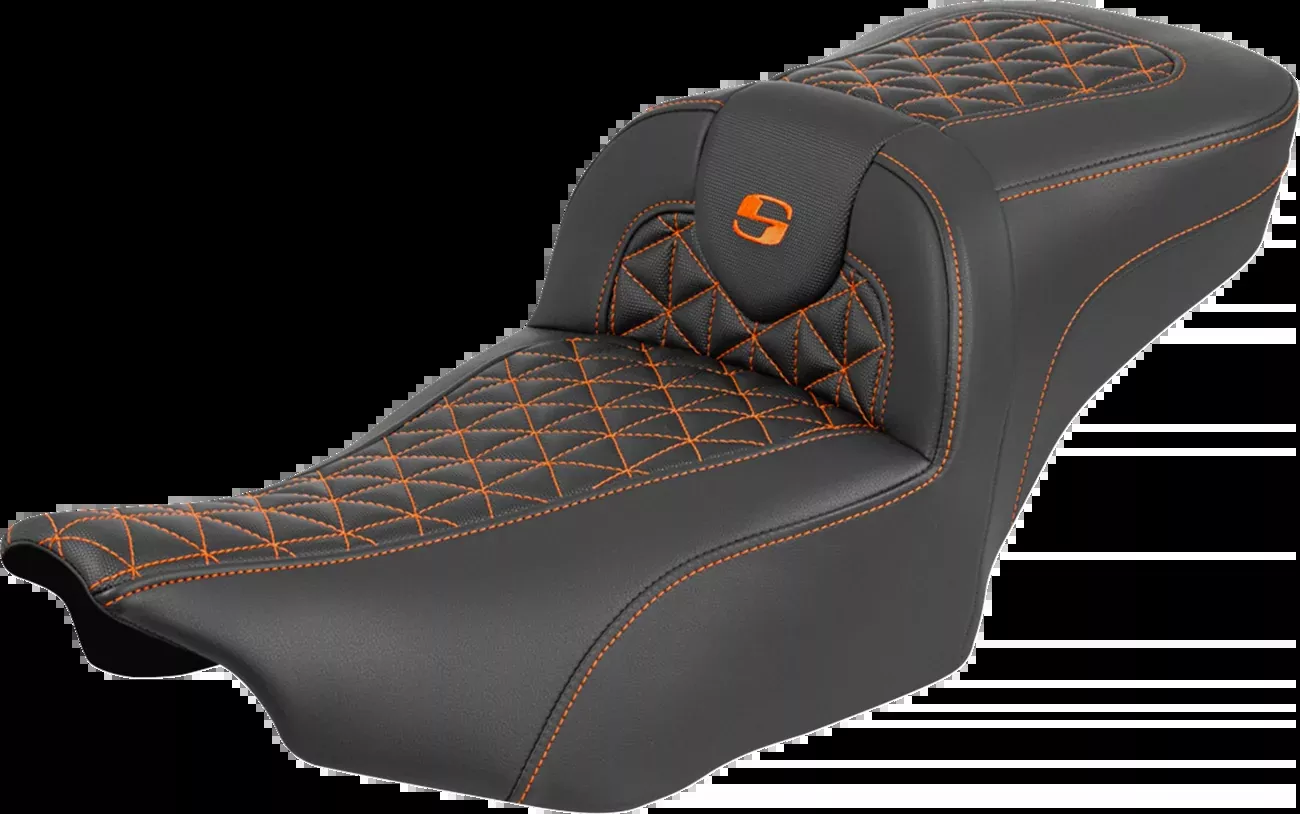 Saddlemen Roadsofa Orange Tri Gripper Extended Seat for 2023-2026 Harley Touring