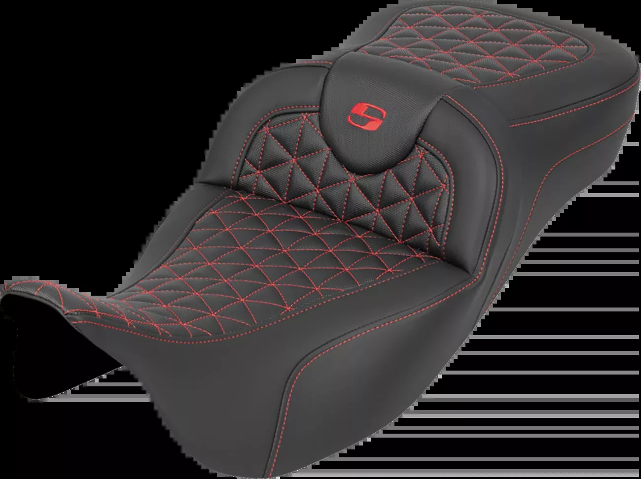 Saddlemen Roadsofa Red Tri Gripper Extended Seat for 2008-2025 Harley Touring