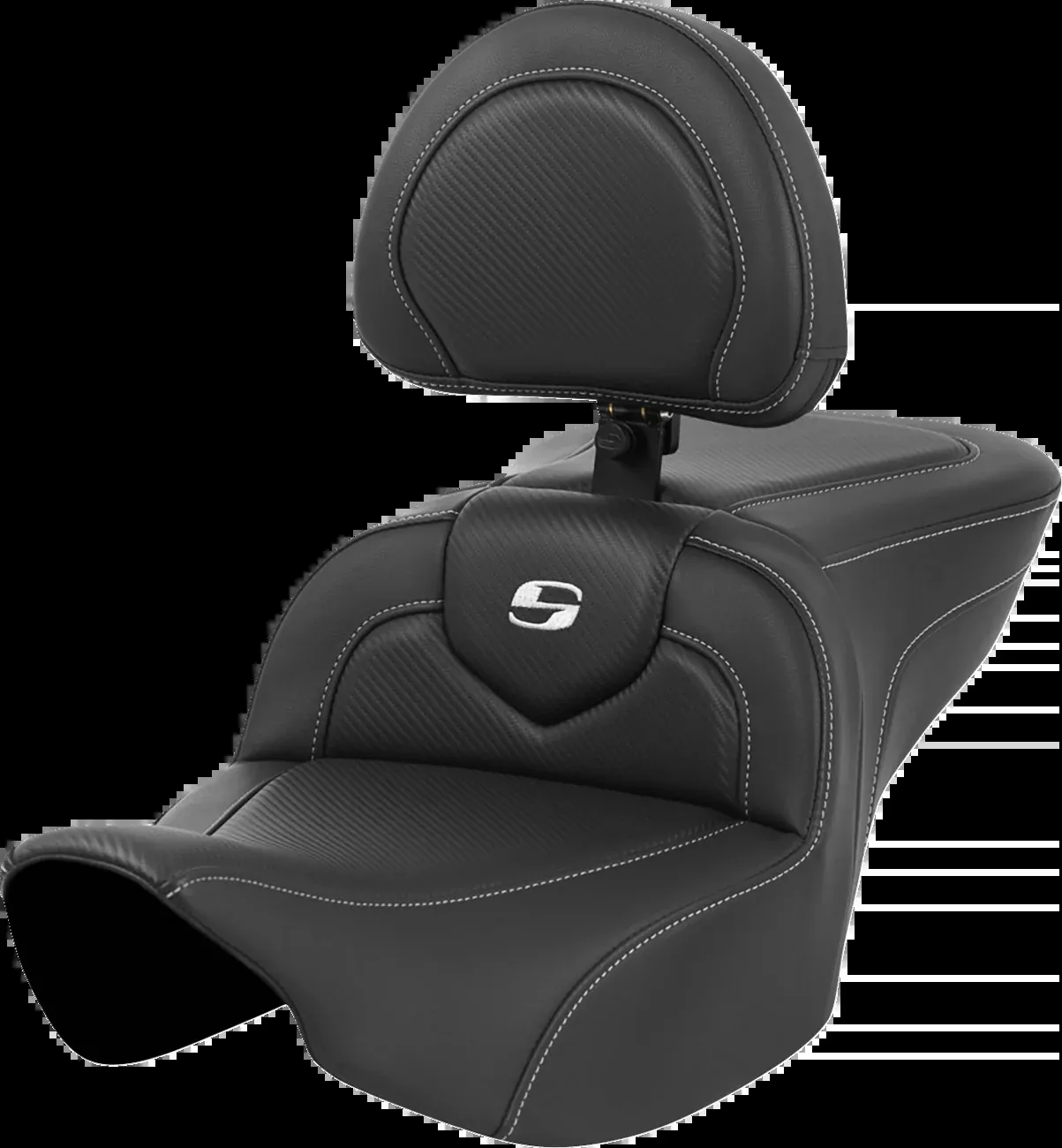 Saddlemen Roadsofa™ Seat - Carbon Fiber - Silver Stitch/Silver Logo - With Backrest - FL '23-'24