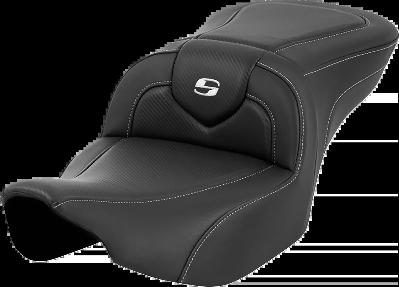 Saddlemen Roadsofa™ Seat - Carbon Fiber - Silver Stitch/Silver Logo - Without Backrest - FL '23-'24