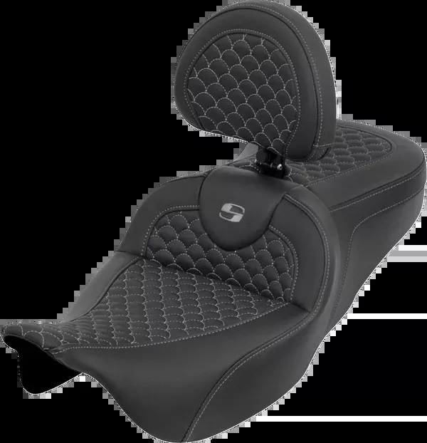 Saddlemen Roadsofa™ Seat - Dragon Scale - Gray Stitch - With Backrest - Touring '08-'25