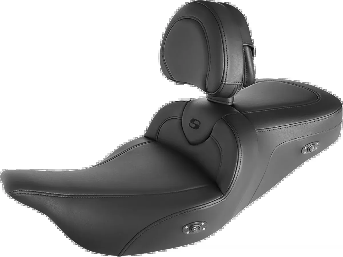 Saddlemen Roadsofa™ Seat - Heated - w/ Backrest - Black Stitching - FLH/FLT '08-'24 - 808-07B-187BRHC