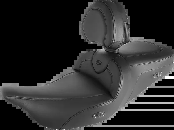 Saddlemen Roadsofa™ Seat - Heated - W/ Backrest - Black Stitching - FLH/FLT '08-'24