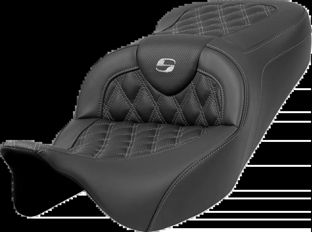 Saddlemen Roadsofa™ Seat - Lattice Stitch - Dark Gray Stitch - Without Backrest - FLH/FLT '08-'23