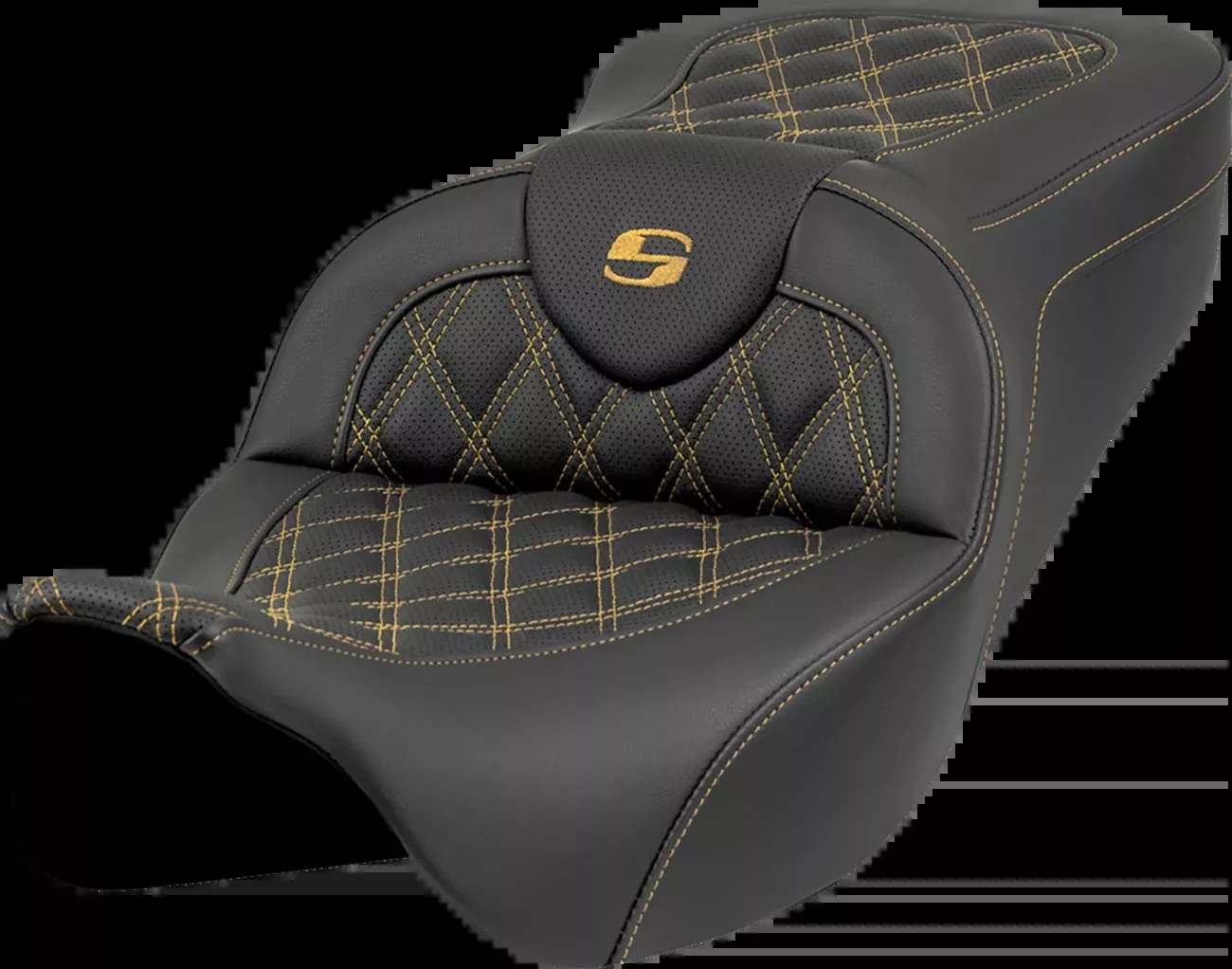Saddlemen Roadsofa™ Seat - Lattice Stitch - Gold Stitch - w/o Backrest - FL '08-'23 - 808-07B-18207