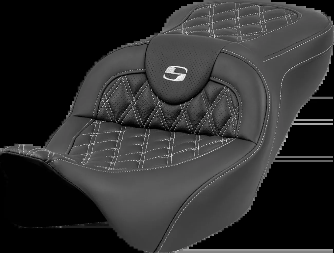 Saddlemen Roadsofa™ Seat - Lattice Stitch - Silver Stitch - w/o Backrest - FL '08-'23 - 808-07B-18205