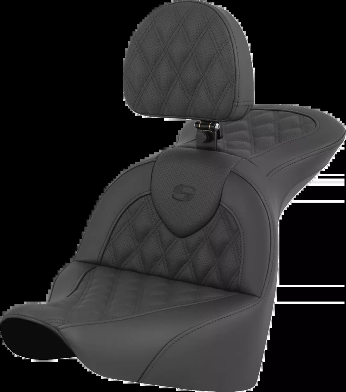 Saddlemen RoadSofa™ Seat - Lattice Stitch - with Driver Backrest - FLFB/FXBR '18-'24 - 818-27-182BR