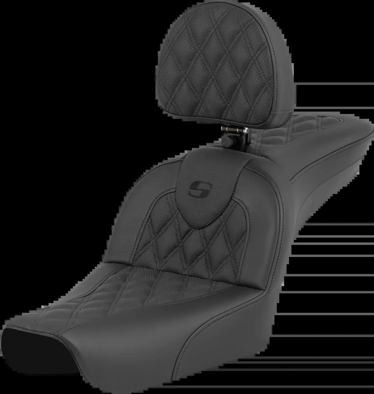 Saddlemen RoadSofa™ Seat - Lattice Stitch - with Driver Backrest - FXDWG '04-'05 - 804-05-182BR