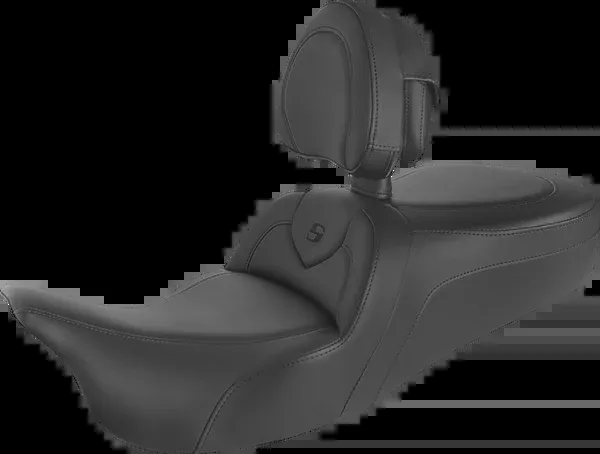 Saddlemen Roadsofa™ Seat - With Backrest - Black/Black Stitch - FLH/FLT '08-'24