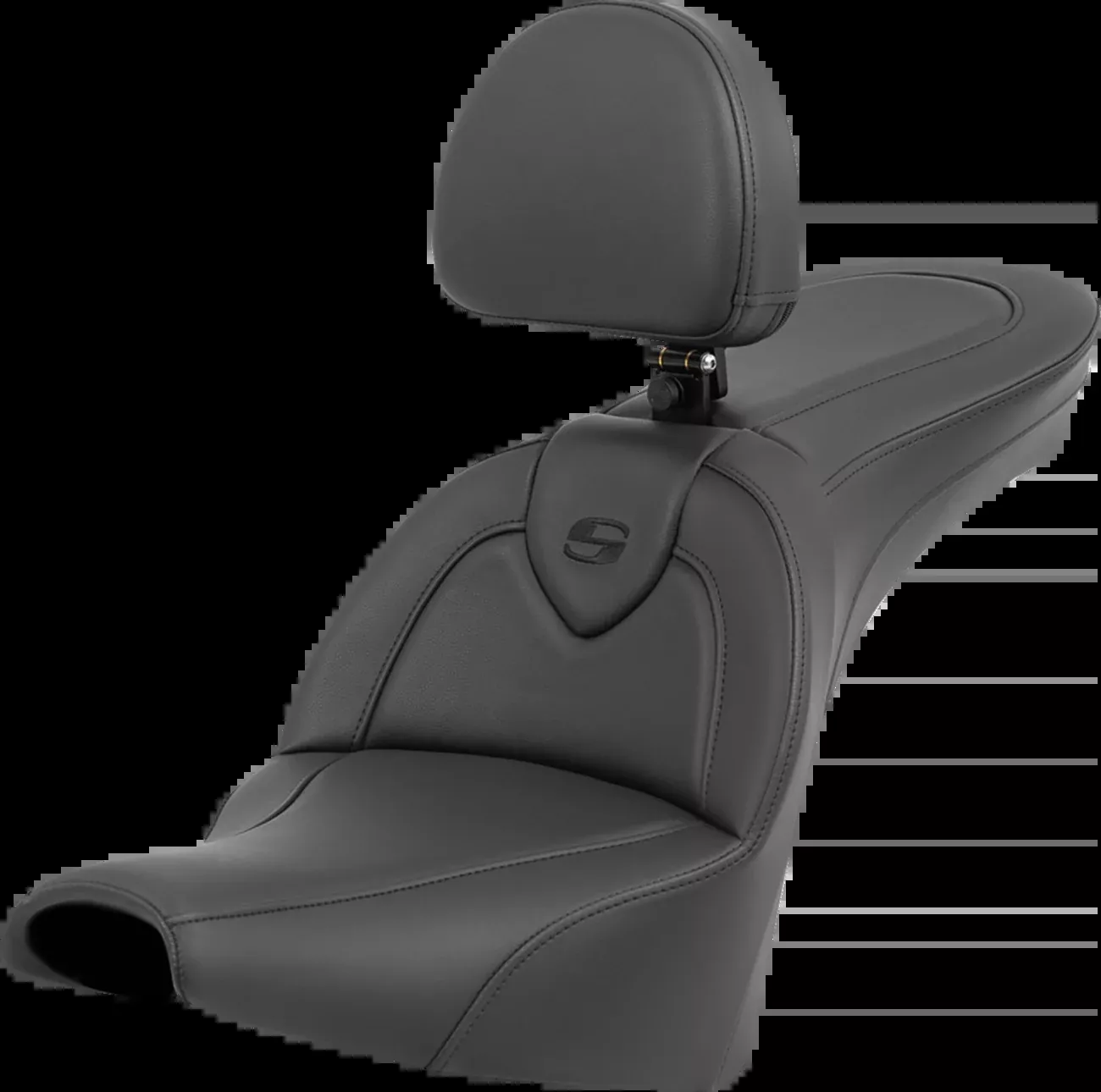 Saddlemen Roadsofa™ Seat - with Backrest - Black/Black Stitching - FXBB/FXST '18-'24 - 818-30-187BR