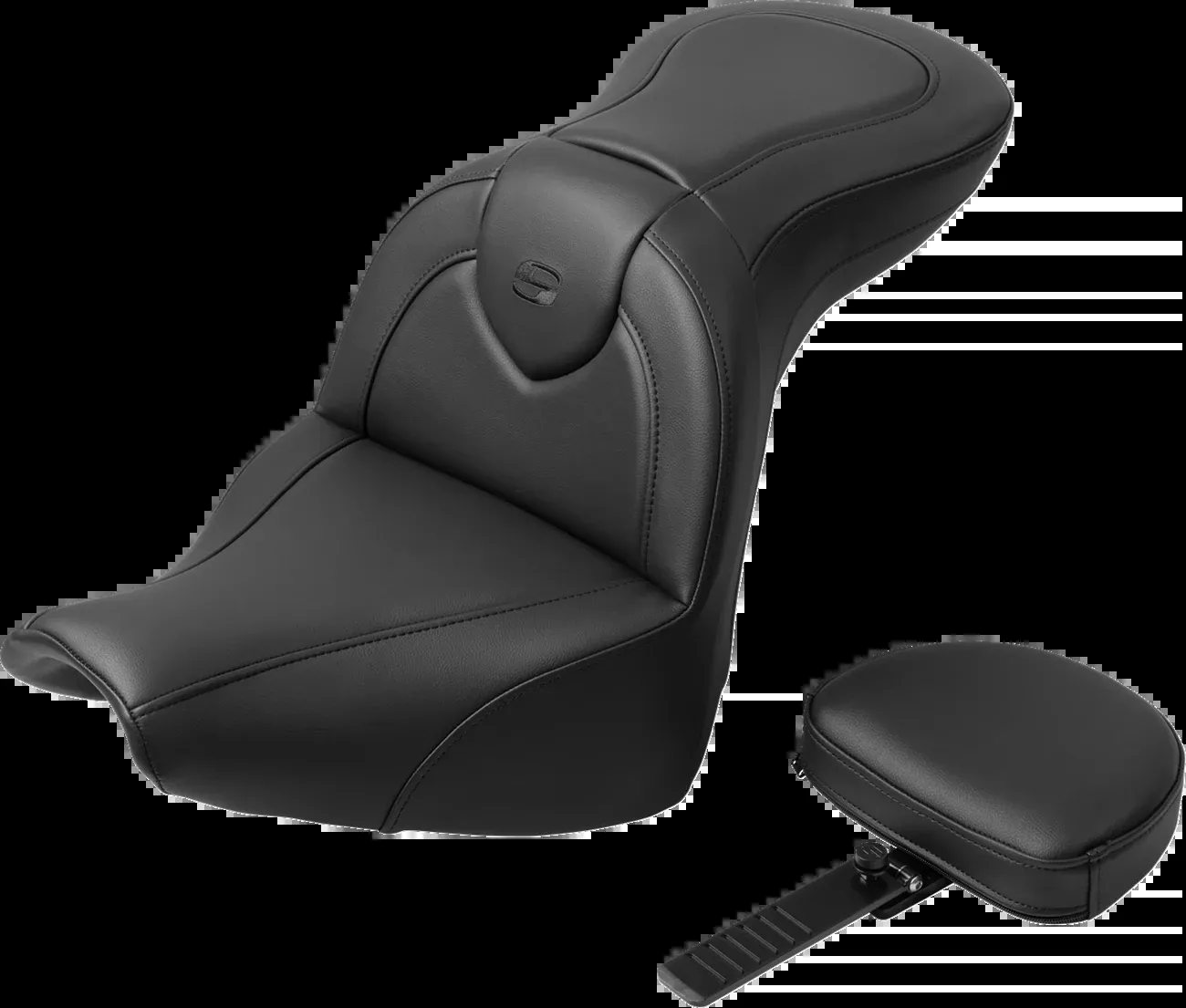Saddlemen RoadSofa™ Seat - with Backrest - Black Stitch - FXBR/S '18-'20 - 818-31-187BR