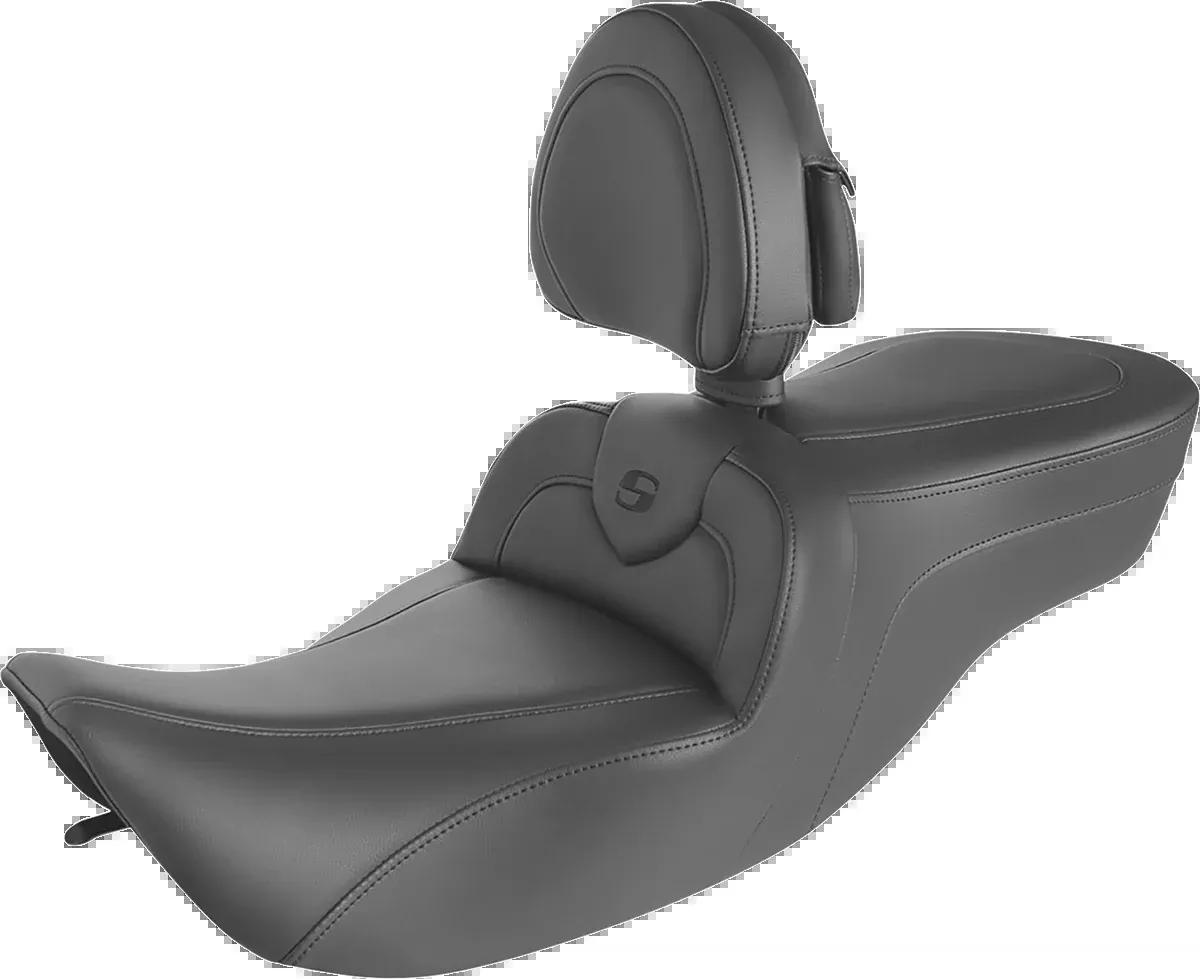 Saddlemen RoadSofa™ Seat - with Backrest - Black w/ Black Stitching - FLH '97-'07 - 897-06-187BR