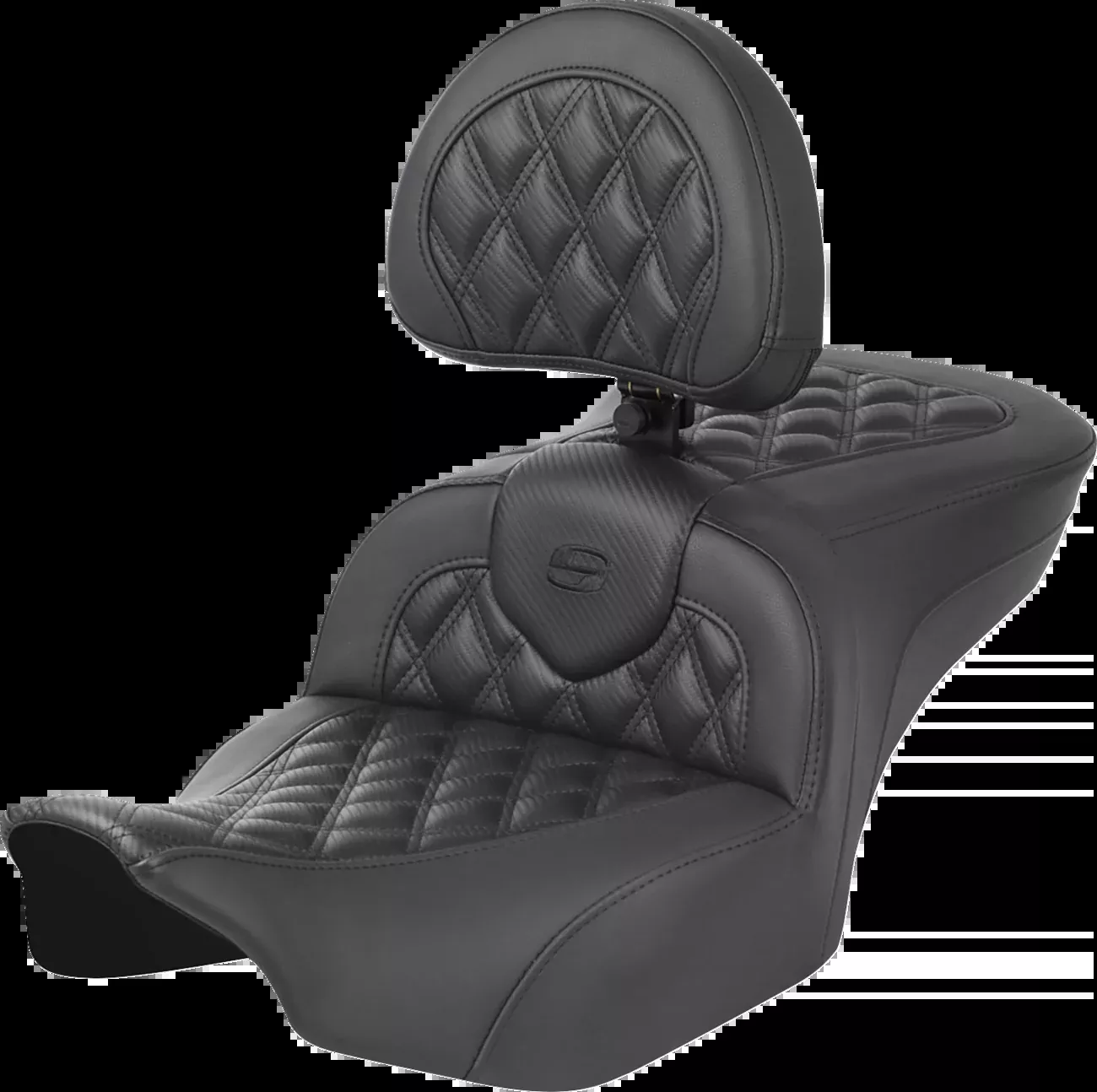 Saddlemen RoadSofa™ Seat – With Backrest – Carbon Fiber – Lattice Stitch – FLTR/FLHX ’23-’24