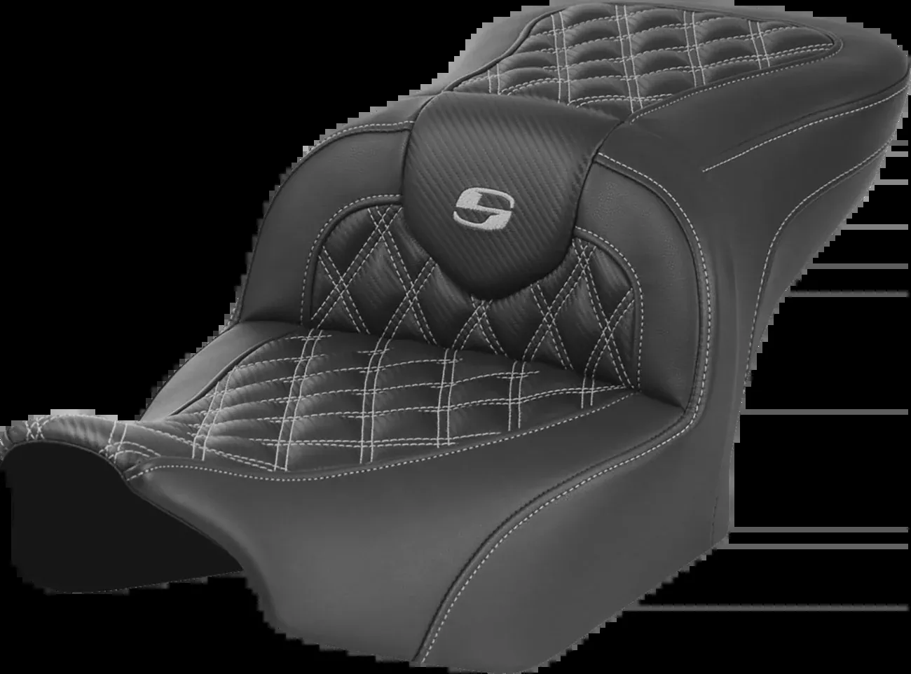 Saddlemen RoadSofa™ Seat - Without Backrest - Carbon Fiber - Lattice Stitch - Gray Stitch - FLTR/FLHX '23-'24