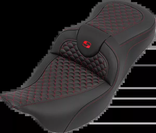 Saddlemen Roadsofa™ Seat – Without Backrest – Dragon Stitch – Red Stitch – FLH/FLT ’08-’25