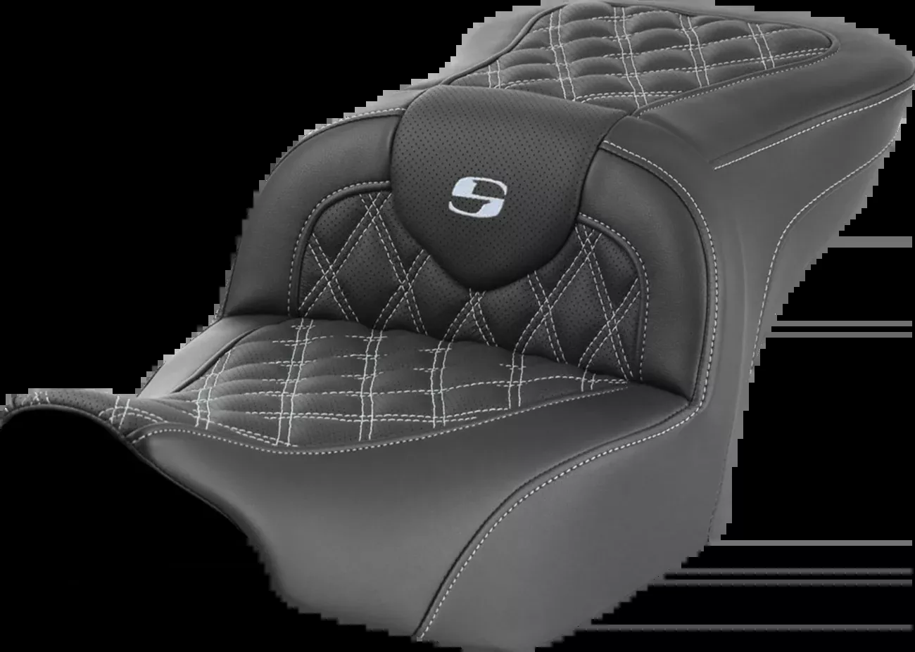 Saddlemen RoadSofa™ Seat - Without Backrest - Lattice Stitch - Silver Stitch - FLTR/FLHX '23-'24