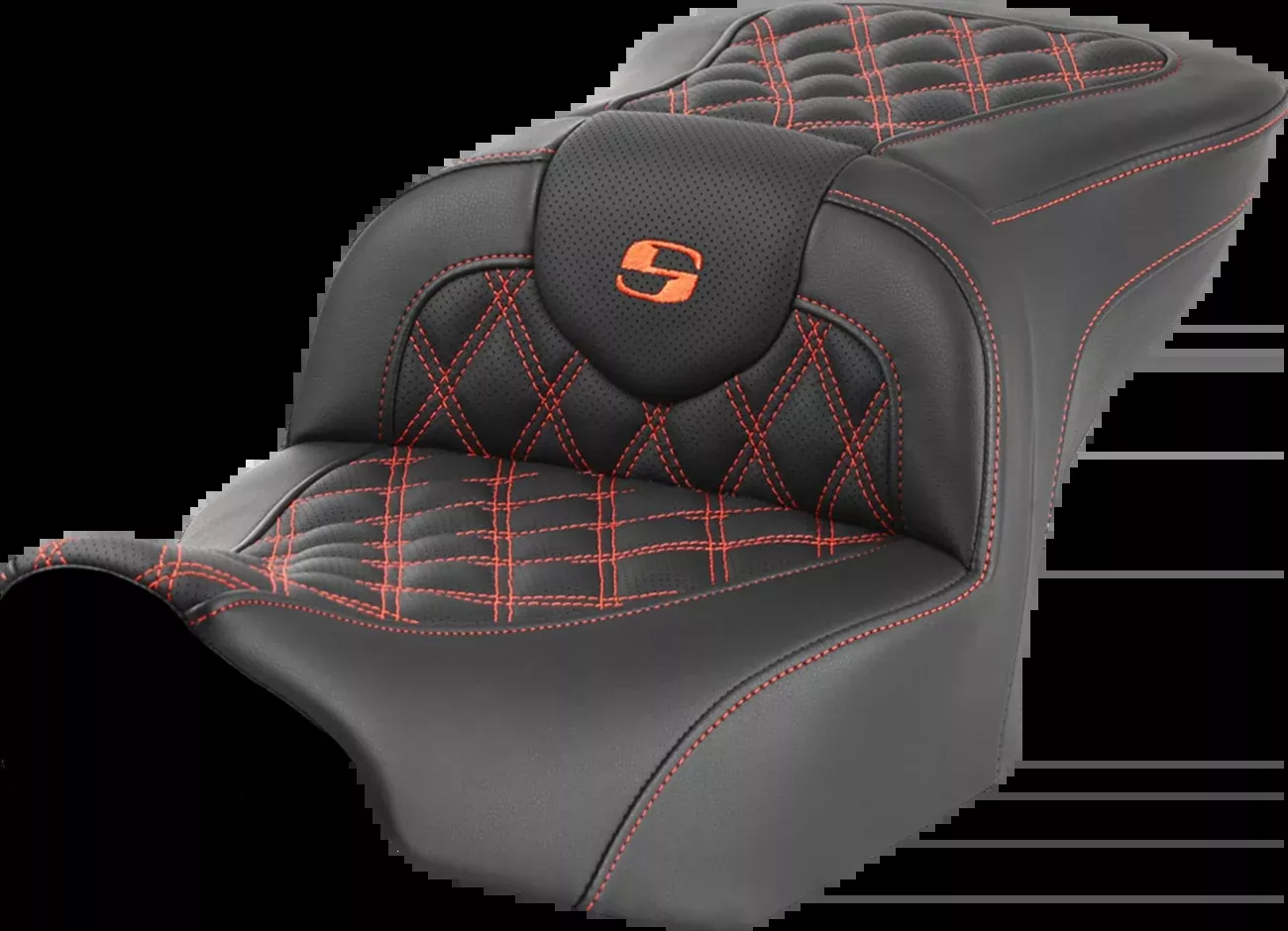 Saddlemen Roadsofa™ Seat - without Backrest - Orange Lattice Stitch - FLTR/FLHX '23-'24 - 823-07-18203