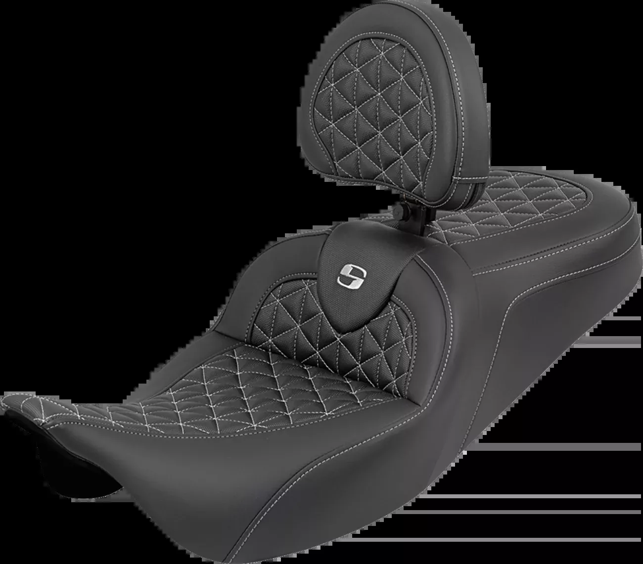 Saddlemen Roadsofa Silver Tri Gripper Seat & Backrest for 2008-25 Harley Touring