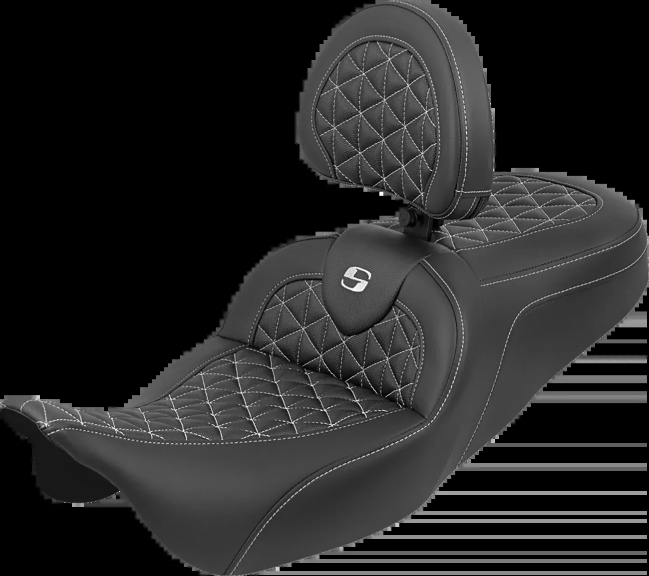 Saddlemen Roadsofa White Tri Gripper Seat & Backrest for 2008-25 Harley Touring
