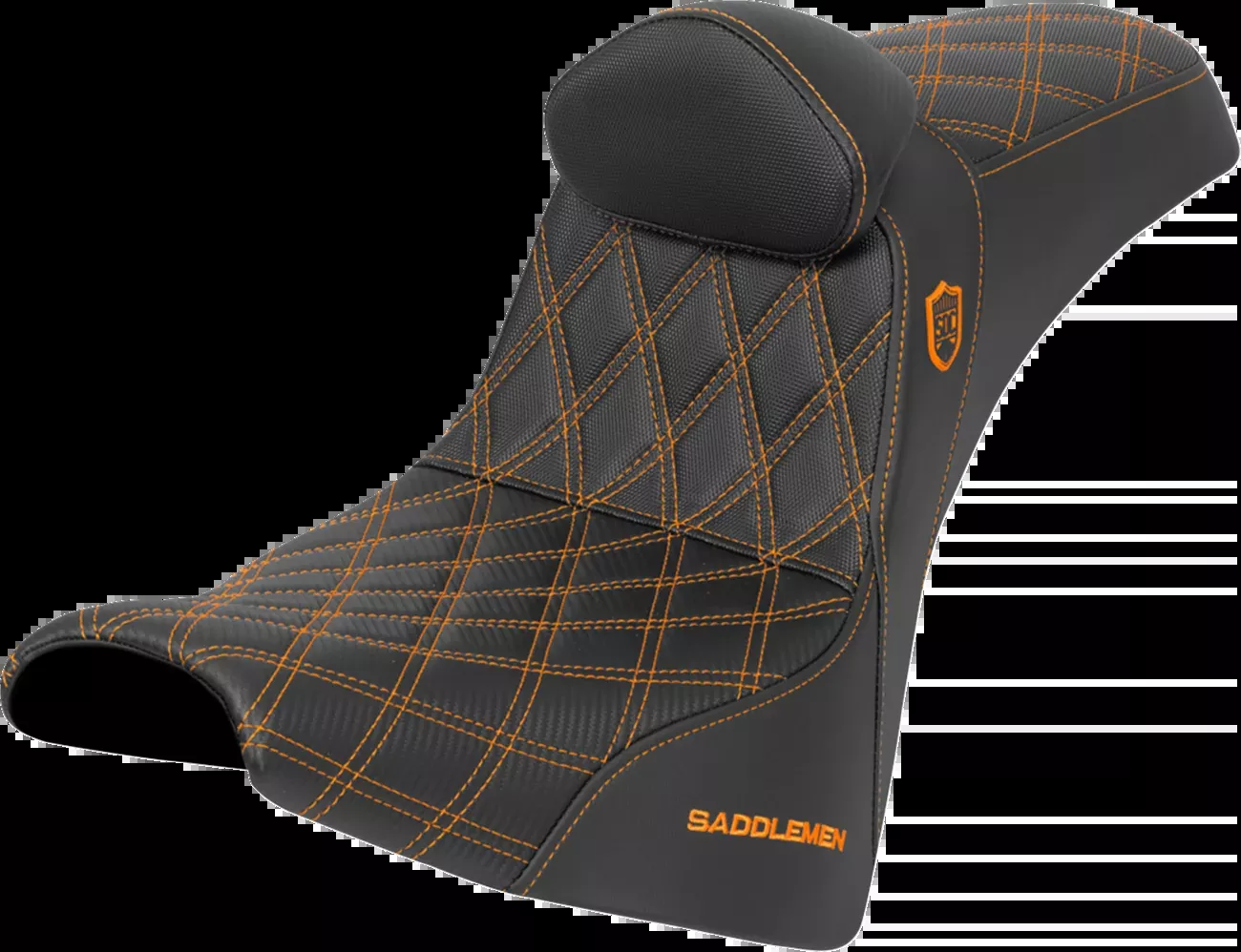Saddlemen SDC Orange Lattice Seat & Backrest for 18-26 Harley Softail FXBB FXST