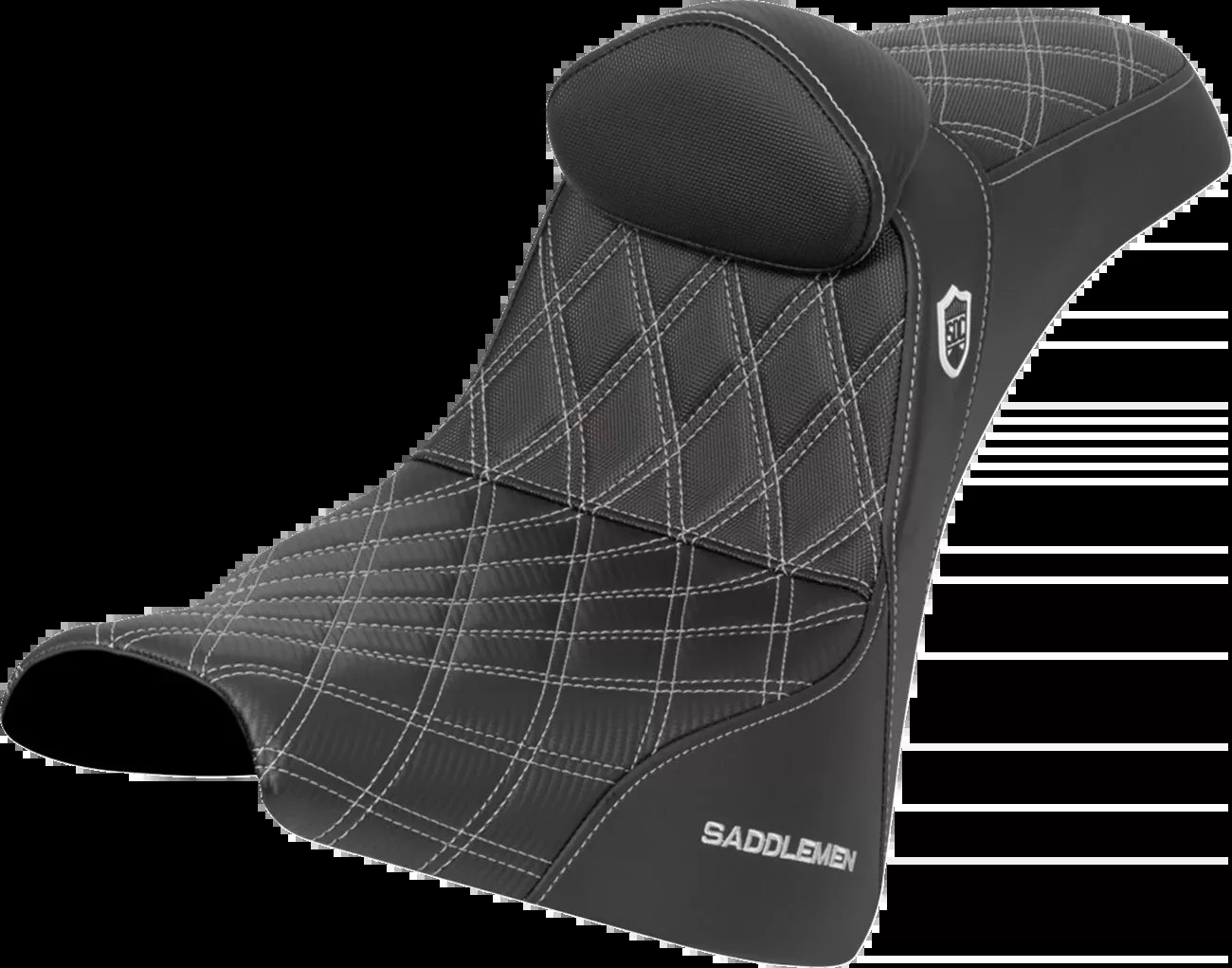 Saddlemen SDC Silver Lattice Seat & Backrest for 18-26 Harley Softail FXBB FXST