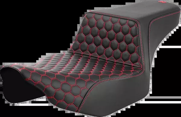 Saddlemen Step-Up Seat – Extended Reach – Front Honeycomb – Red Stitch – FL ’23-’24