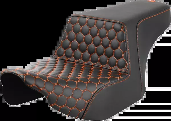 Saddlemen Step-Up Seat – Front Honeycomb – Orange Stitching – FL ’23-’24