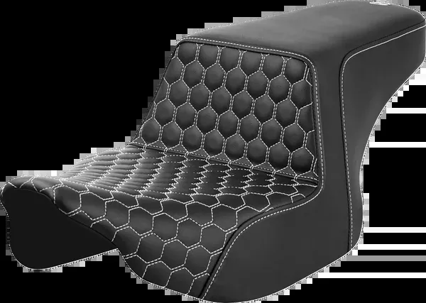 Saddlemen Step-Up Seat - Front Honeycomb - White Stitching - FL '23-'24