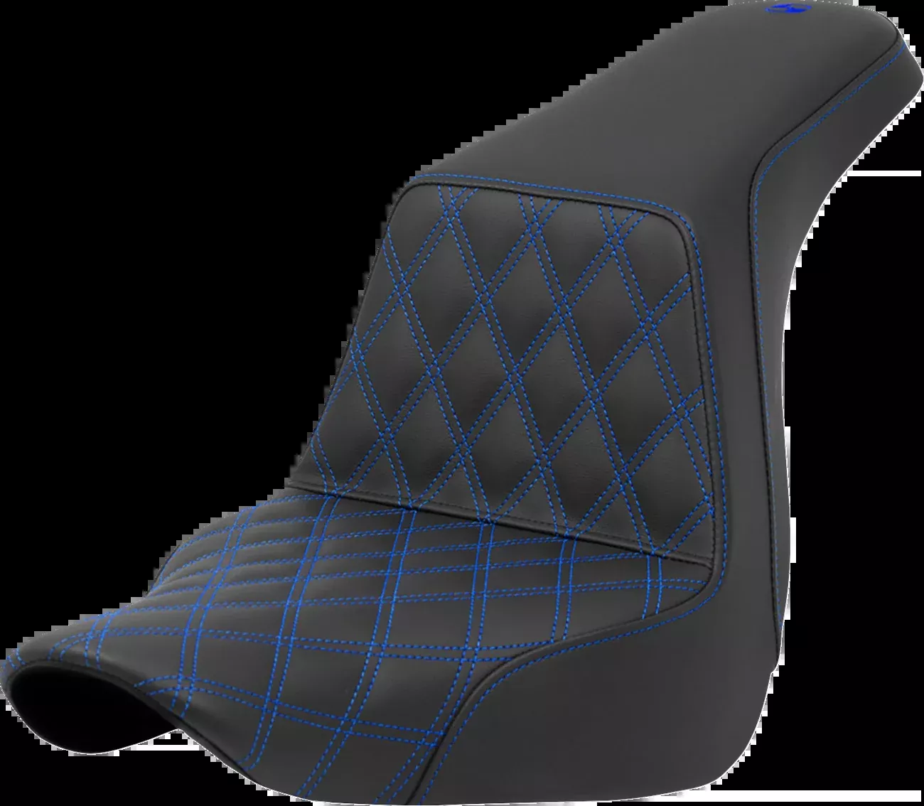 Saddlemen Step-Up Seat - Front Lattice Stitch - Blue Stitch - FXLR/FLSB '18-'24 - 818-29-17201