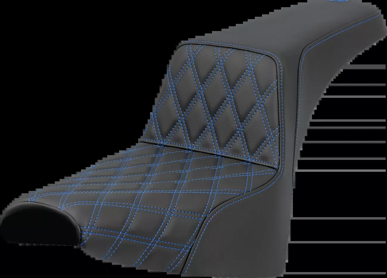 Saddlemen Step-Up Seat - Front Lattice Stitch - Blue Stitch - FXST/FXBB '18-'25 - 818-30-17201