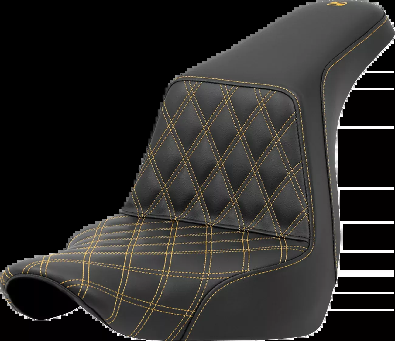 Saddlemen Step-Up Seat - Front Lattice Stitch - Gold Stitch - FXLR/FLSB '18-'24 - 818-29-17207