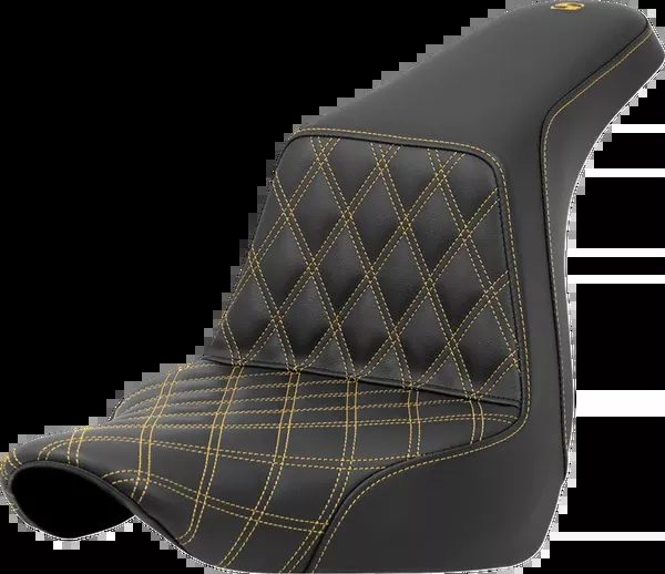 Saddlemen Step-Up Seat – Front Lattice Stitch – Gold Stitch – FXLR/FLSB ’18-’24