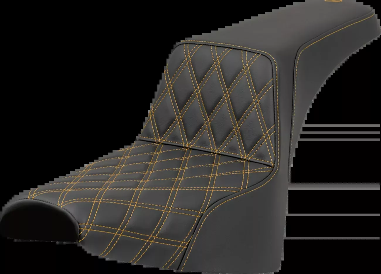 Saddlemen Step-Up Seat - Front Lattice Stitch - Gold Stitch - FXST/FXBB '18-'25 - 818-30-17207